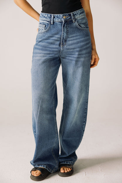 Wide Flow Denim Pants - Vintage Blue