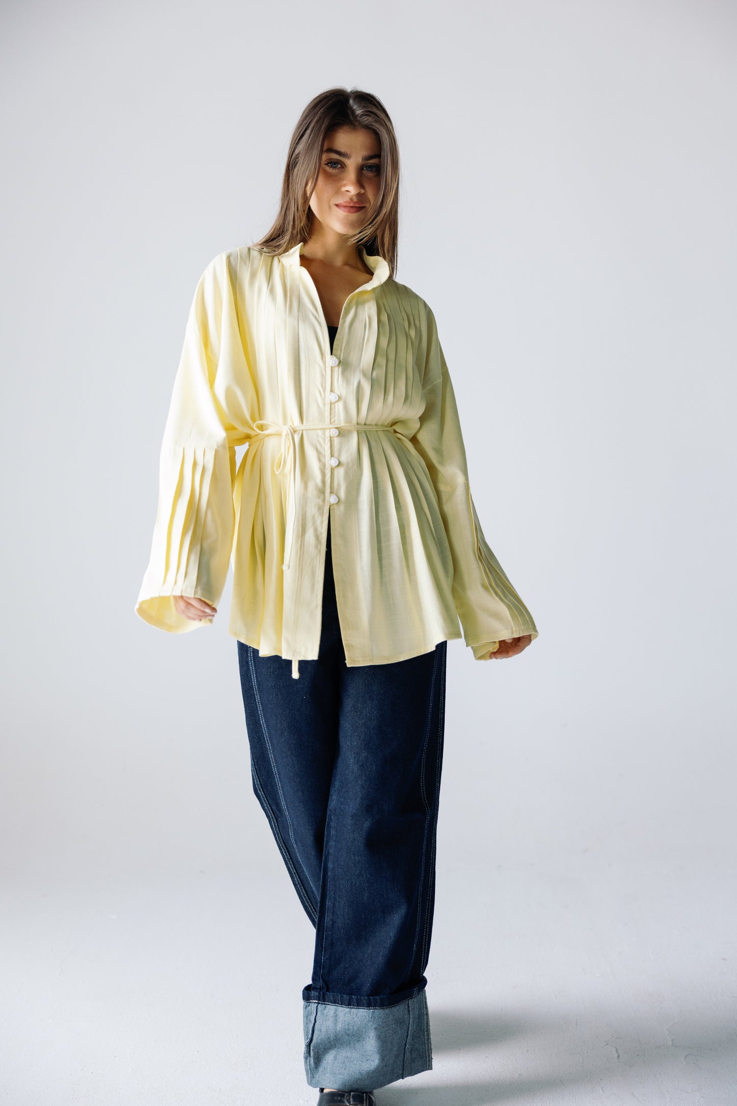 Pleated Top - Powder Yellow