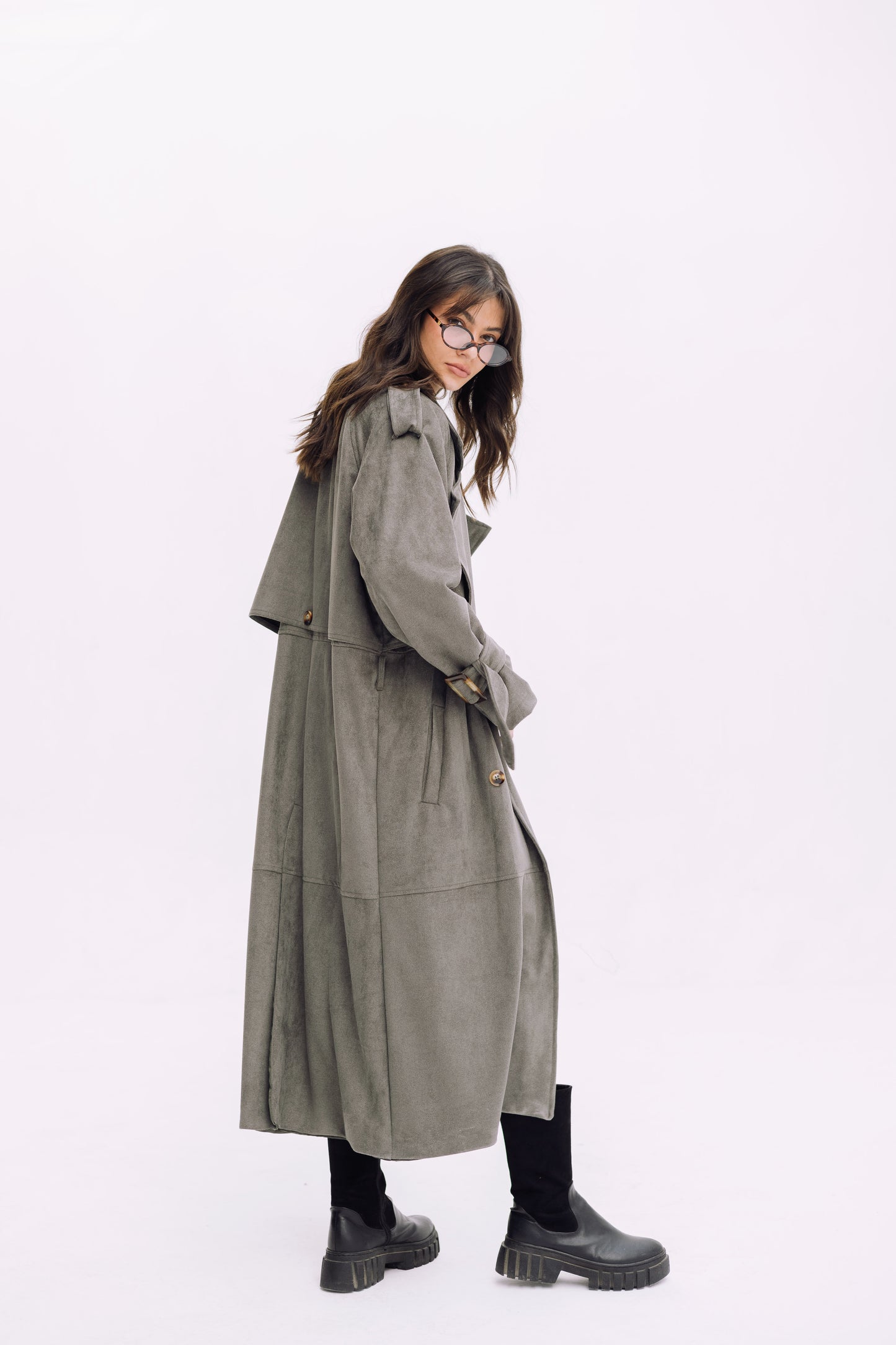 City Girl Trench Coat - Olive