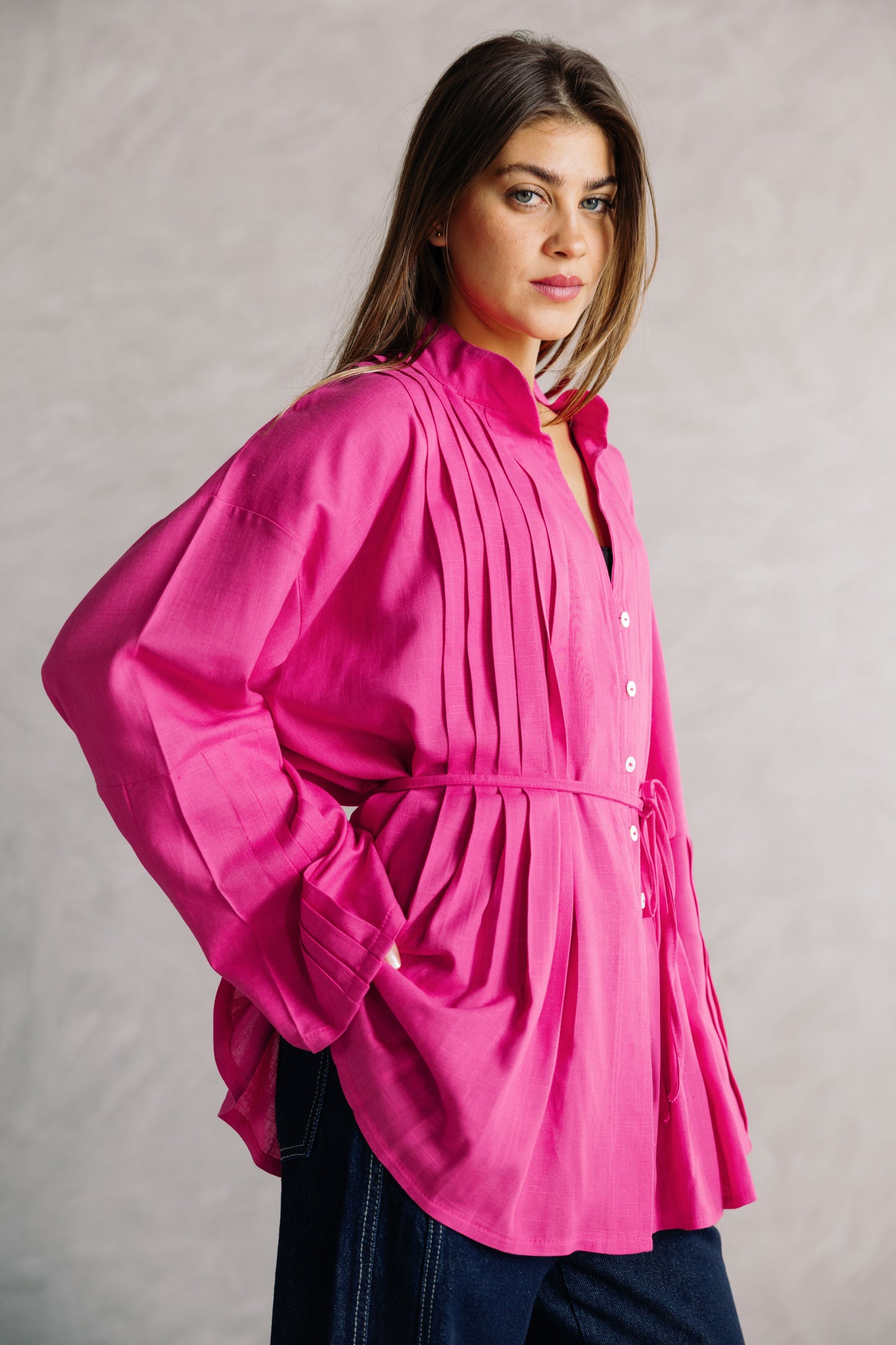 Pleated Top - Fuchsia