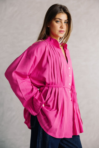 Pleated Top - Fuchsia