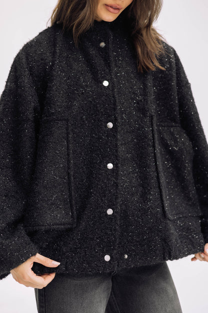 Shimmer Fluff-On Jacket - Black