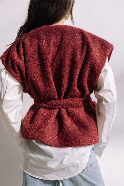 Shimmer Base Edit Vest - Mulberry Red