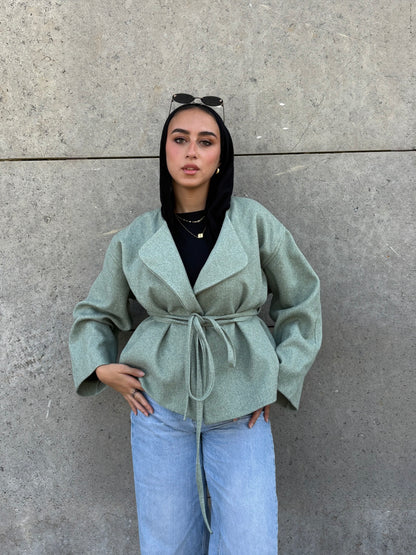 Aurora Belted Jacket - Sage Green