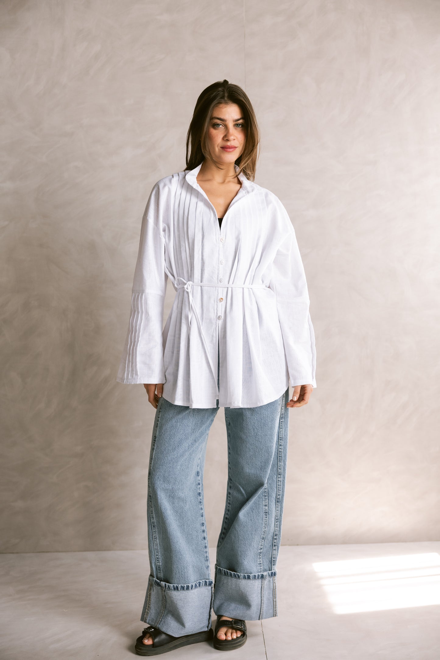 Pleated Top - White