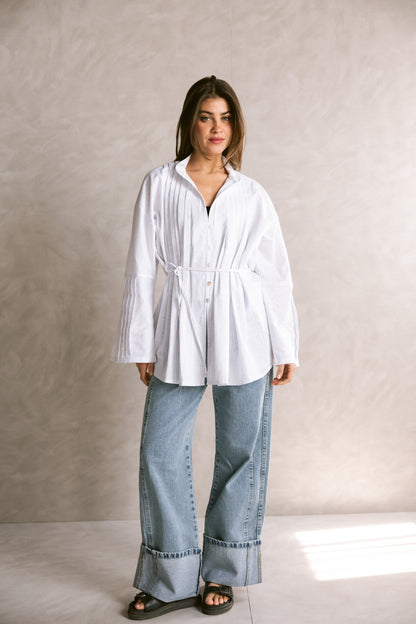 Pleated Top - White