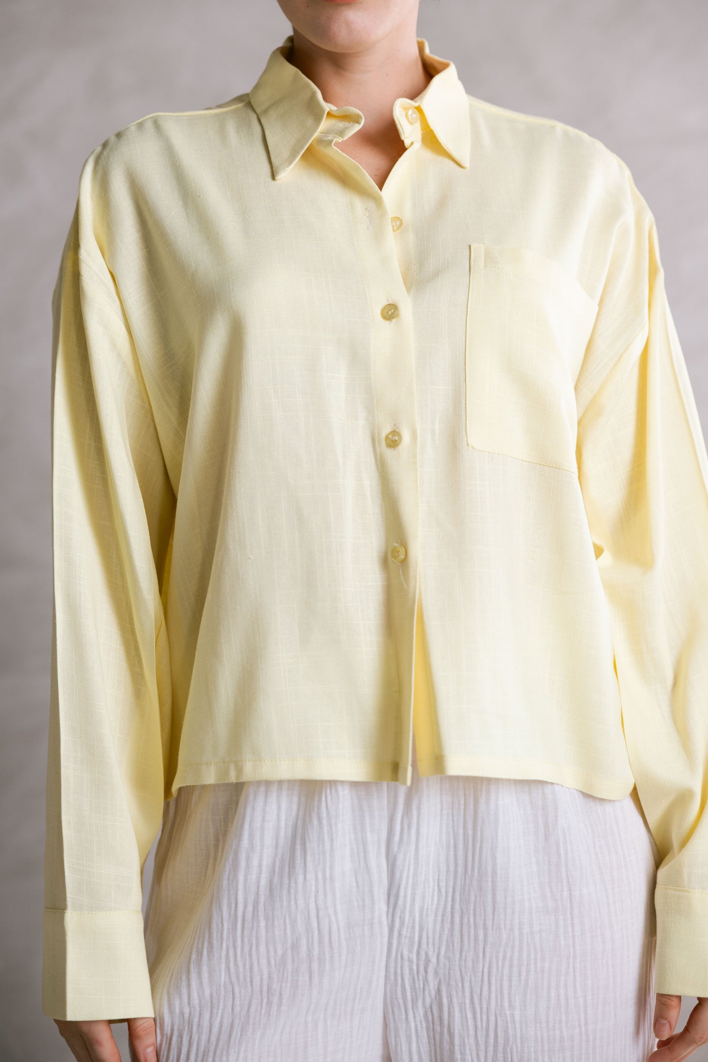 Cropped Shirt - Butter Yellow