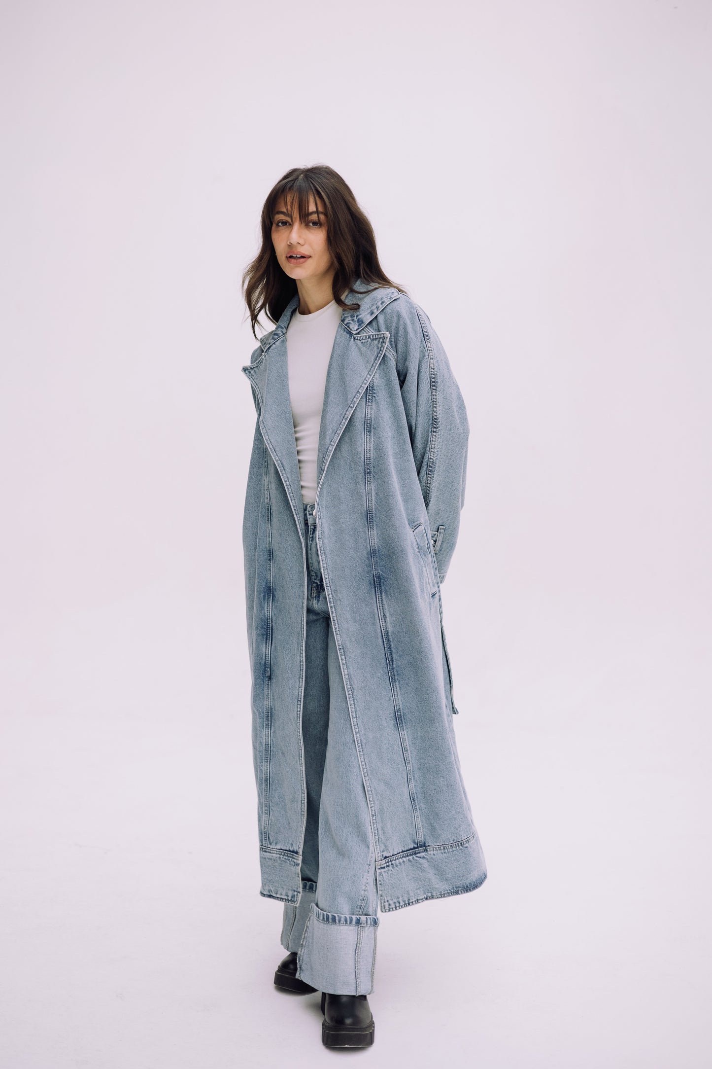 Neat-Fit Denim Coat - Washed Blue