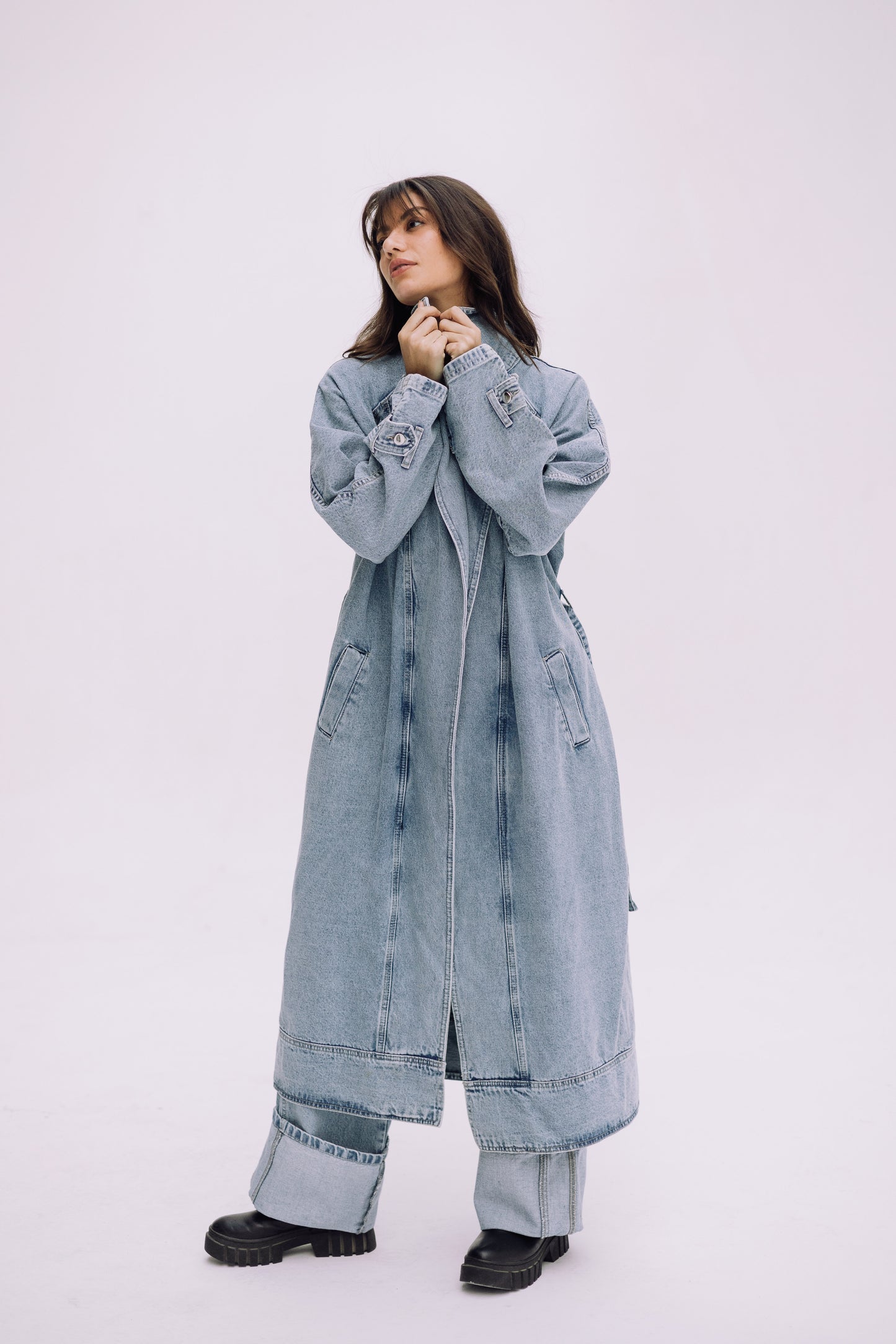 Neat-Fit Denim Coat - Washed Blue