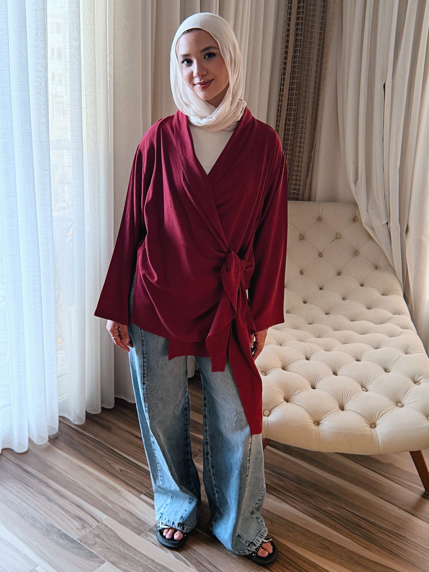 Softly Wrap Kimono - Deep Burgundy