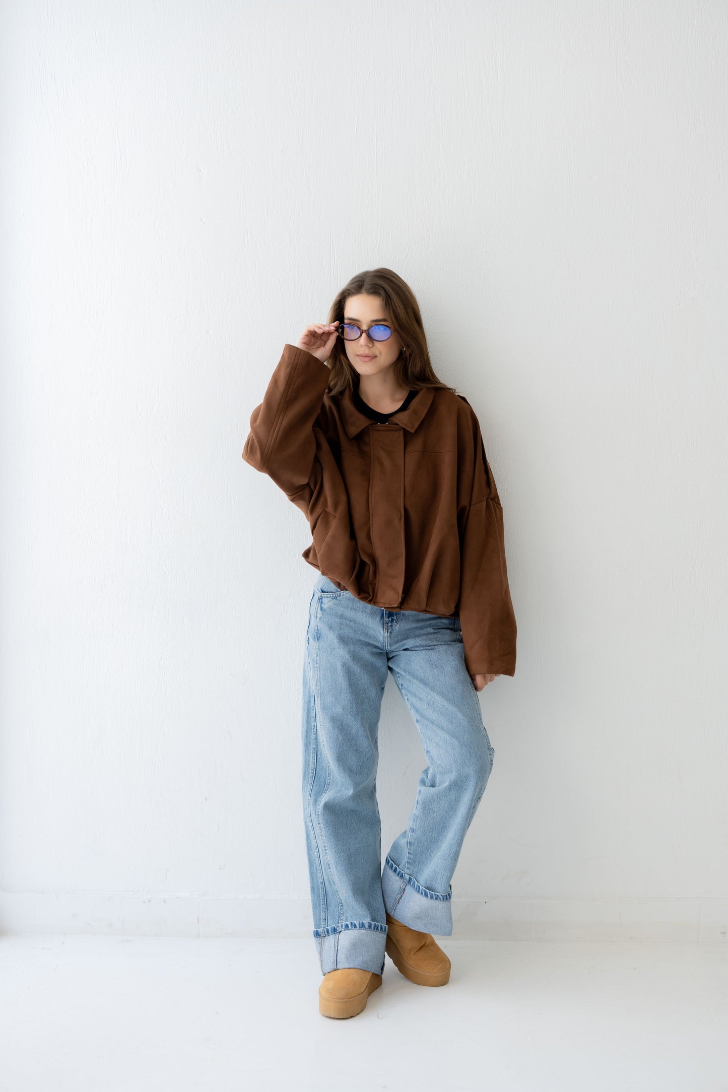 Double Cuff Denim Pants - Washed Blue