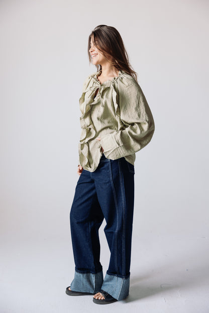 Ruffles Top - Basil