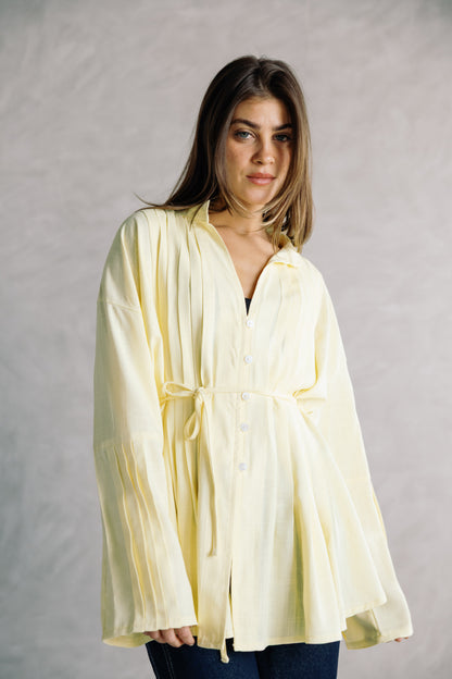 Pleated Top - Powder Yellow