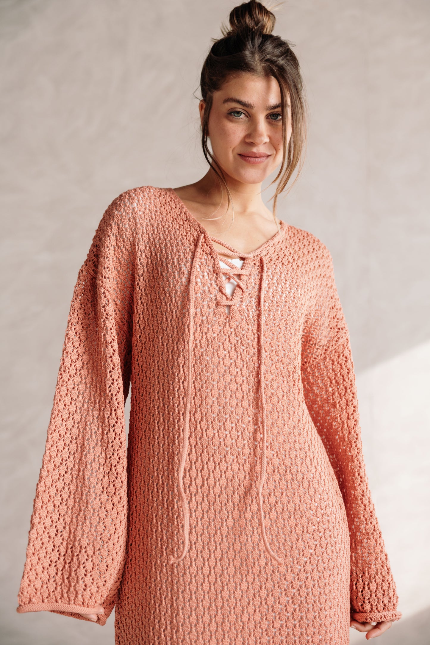 Earthy Knit Dress - Salmon