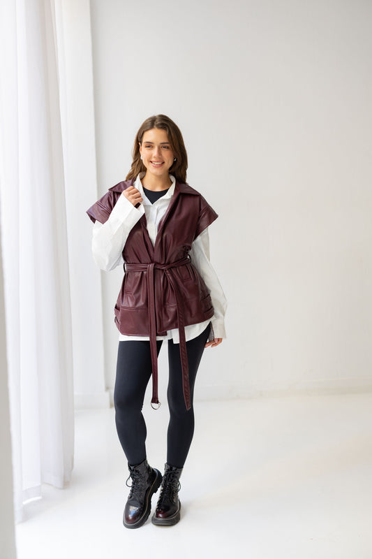 Statement Vest - Burgandy