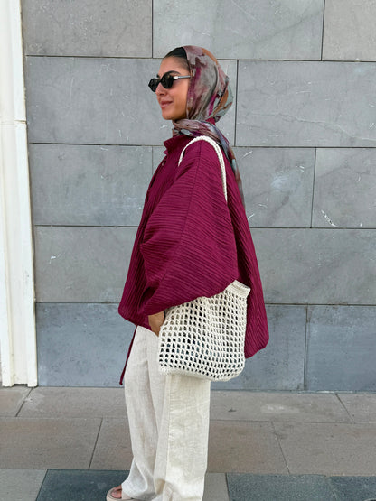 Rahaf Top - Burgundy