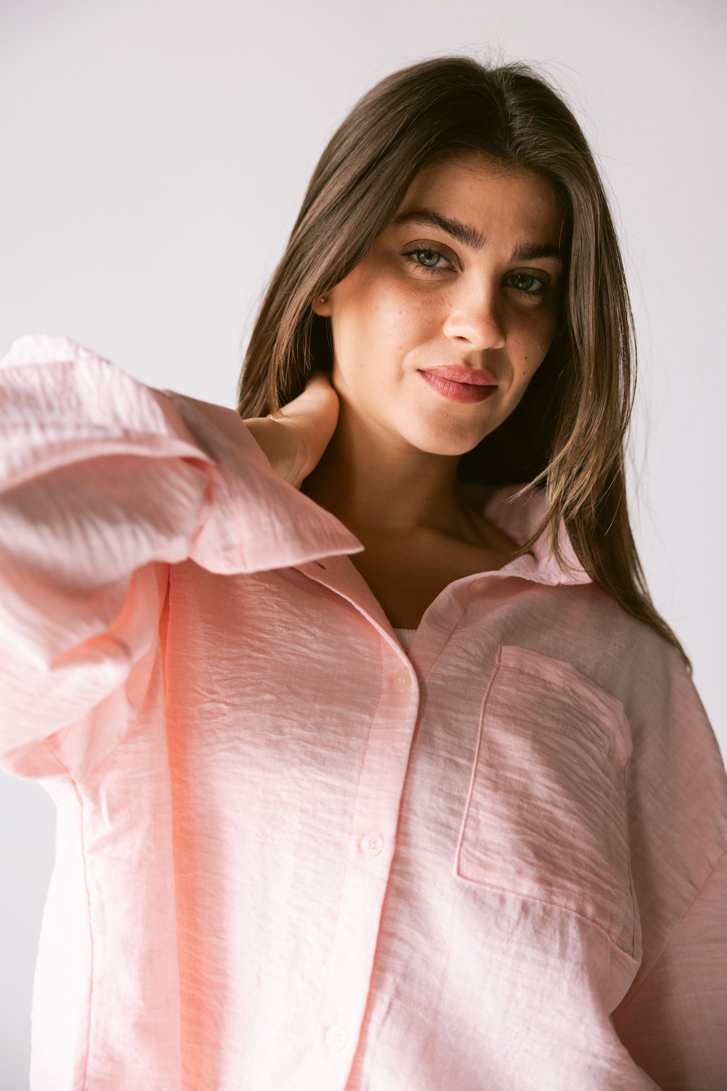 Cropped Shirt - Light Pink