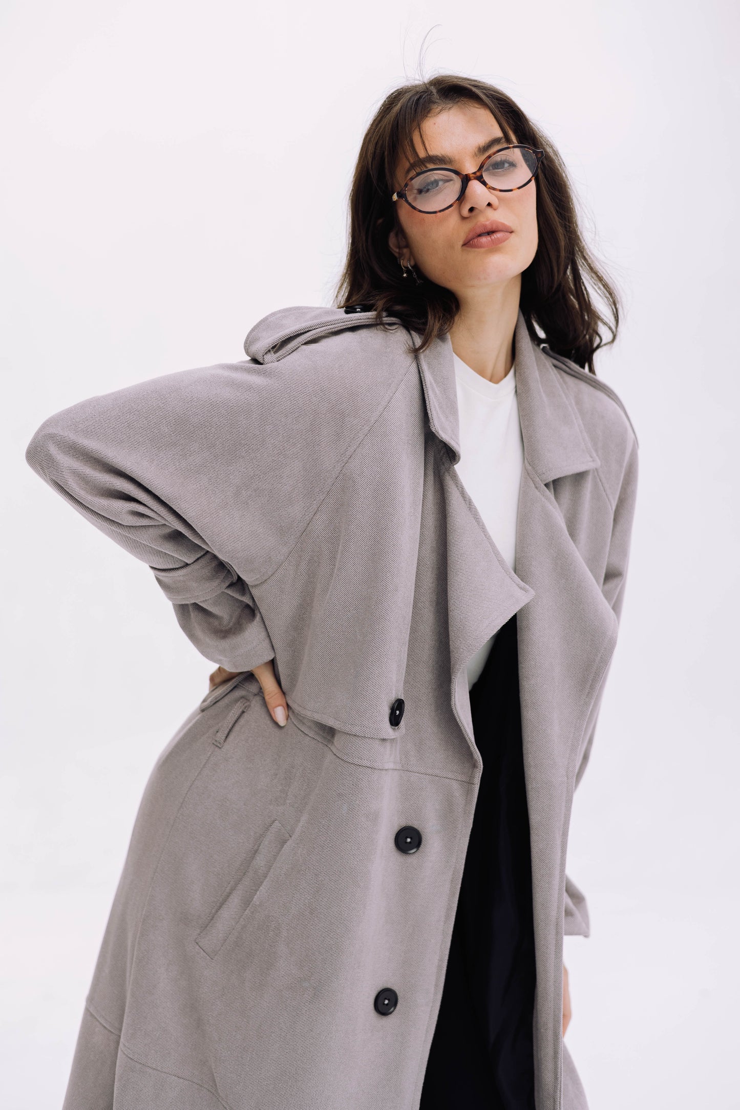 City Girl Trench Coat - Cadet Grey