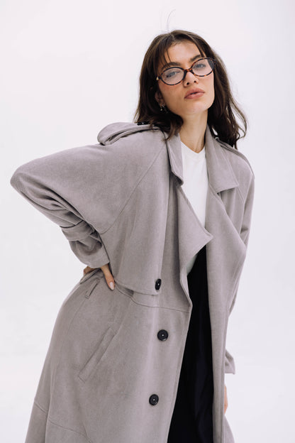 City Girl Trench Coat - Cadet Grey