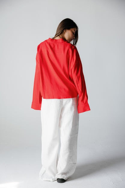 Cropped Shirt - Crimson Red