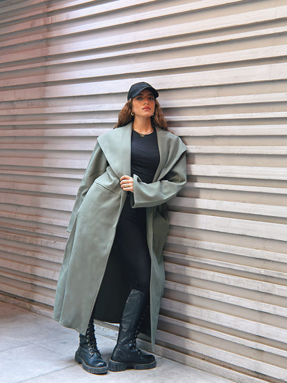 Scarf Coat - Olive