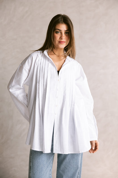 Pleated Top - White