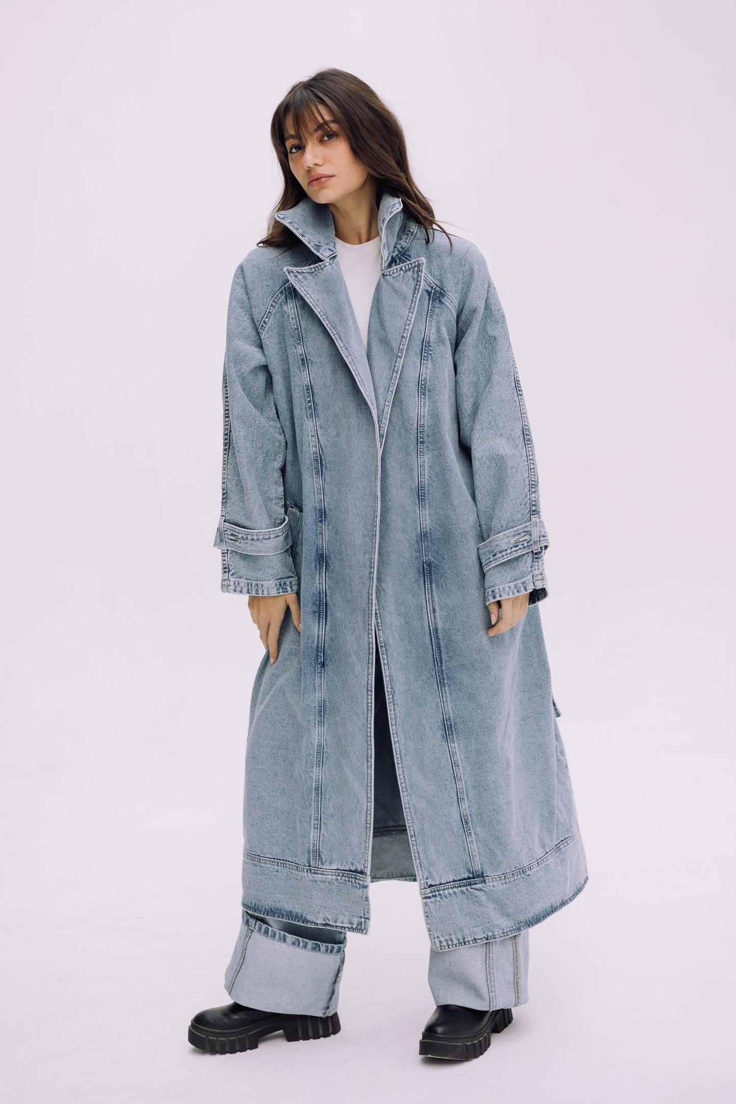 Neat-Fit Denim Coat - Washed Blue
