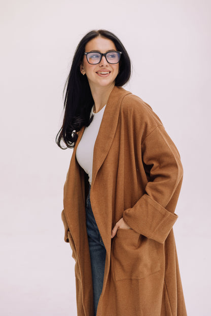 Cardigan Coat - Caramel Brown
