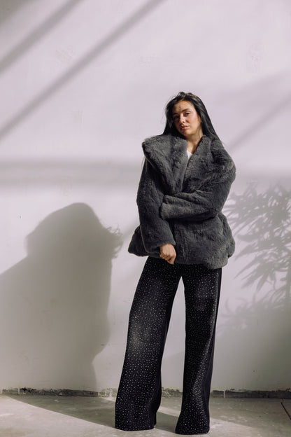 Scandi Fur Jacket - Grey