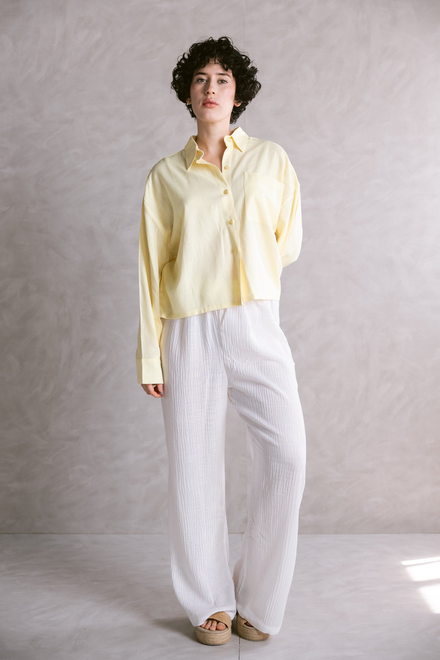 Cropped Shirt - Butter Yellow