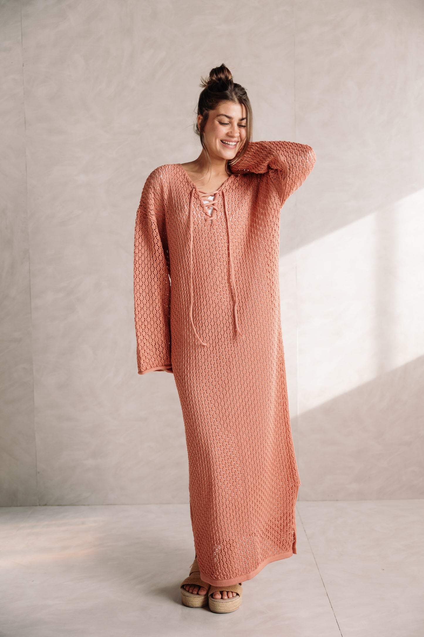Earthy Knit Dress - Salmon