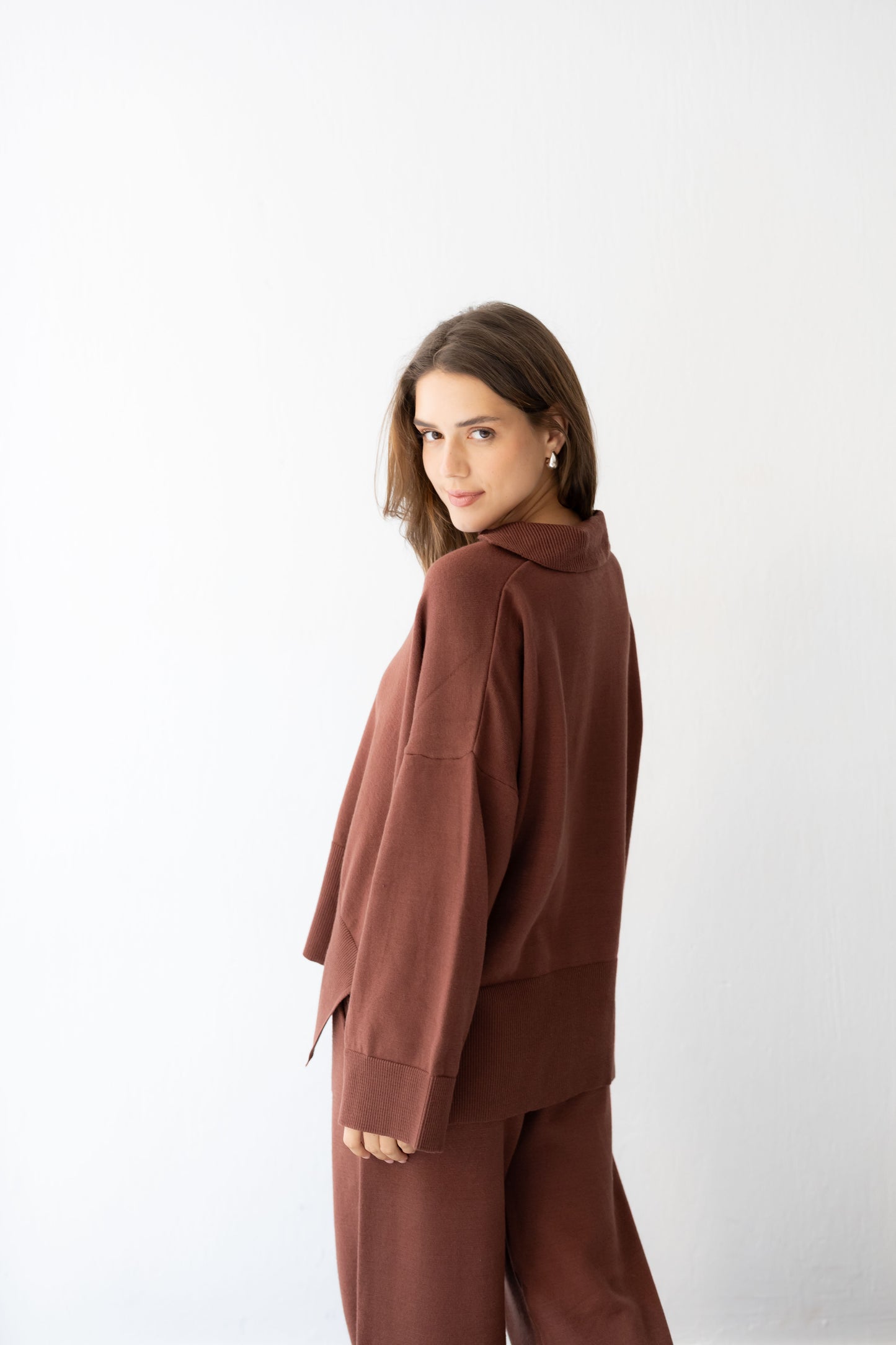 Clouded Warmth Knit Set - Chocolate