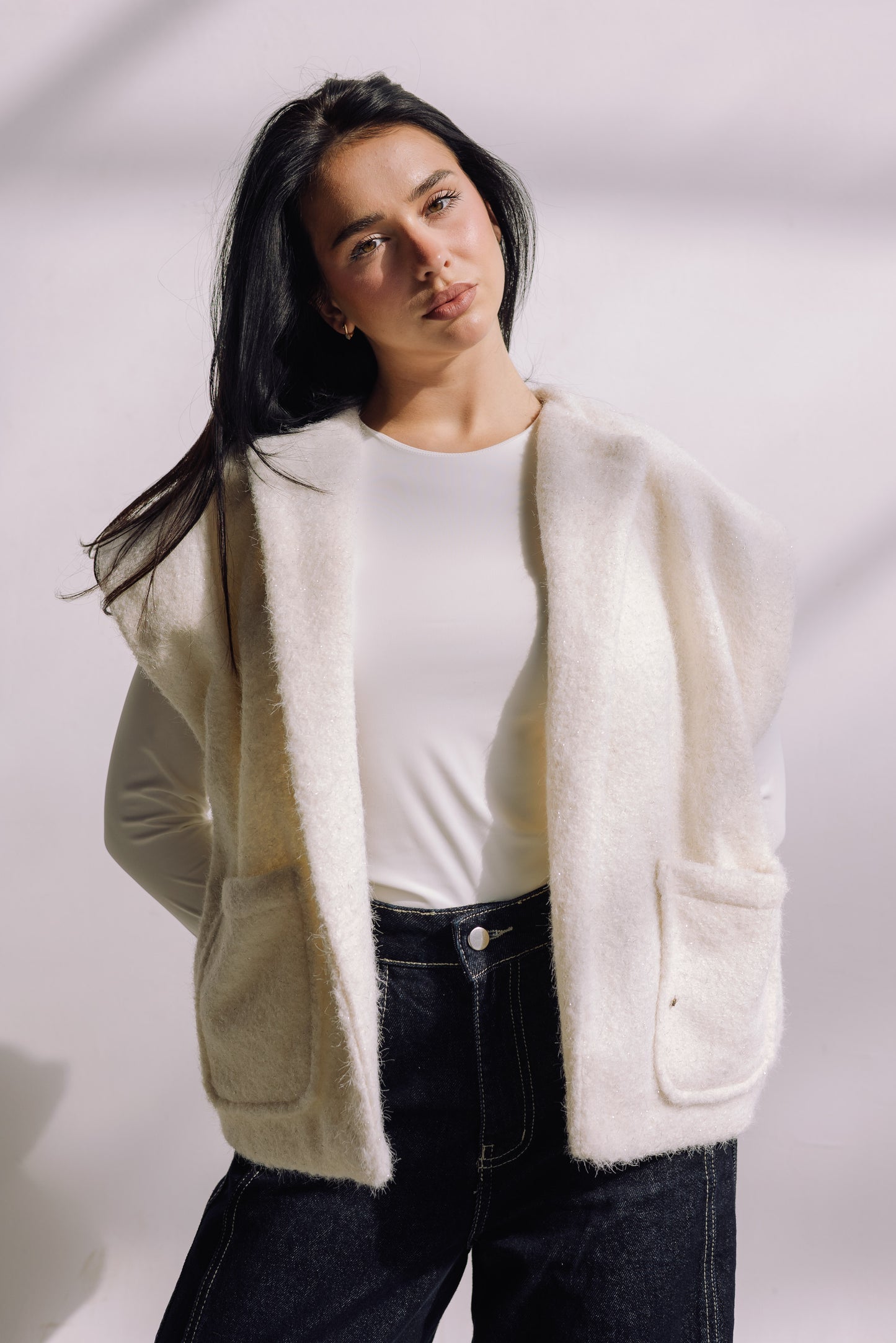 Shimmer Base Edit Vest - Off White