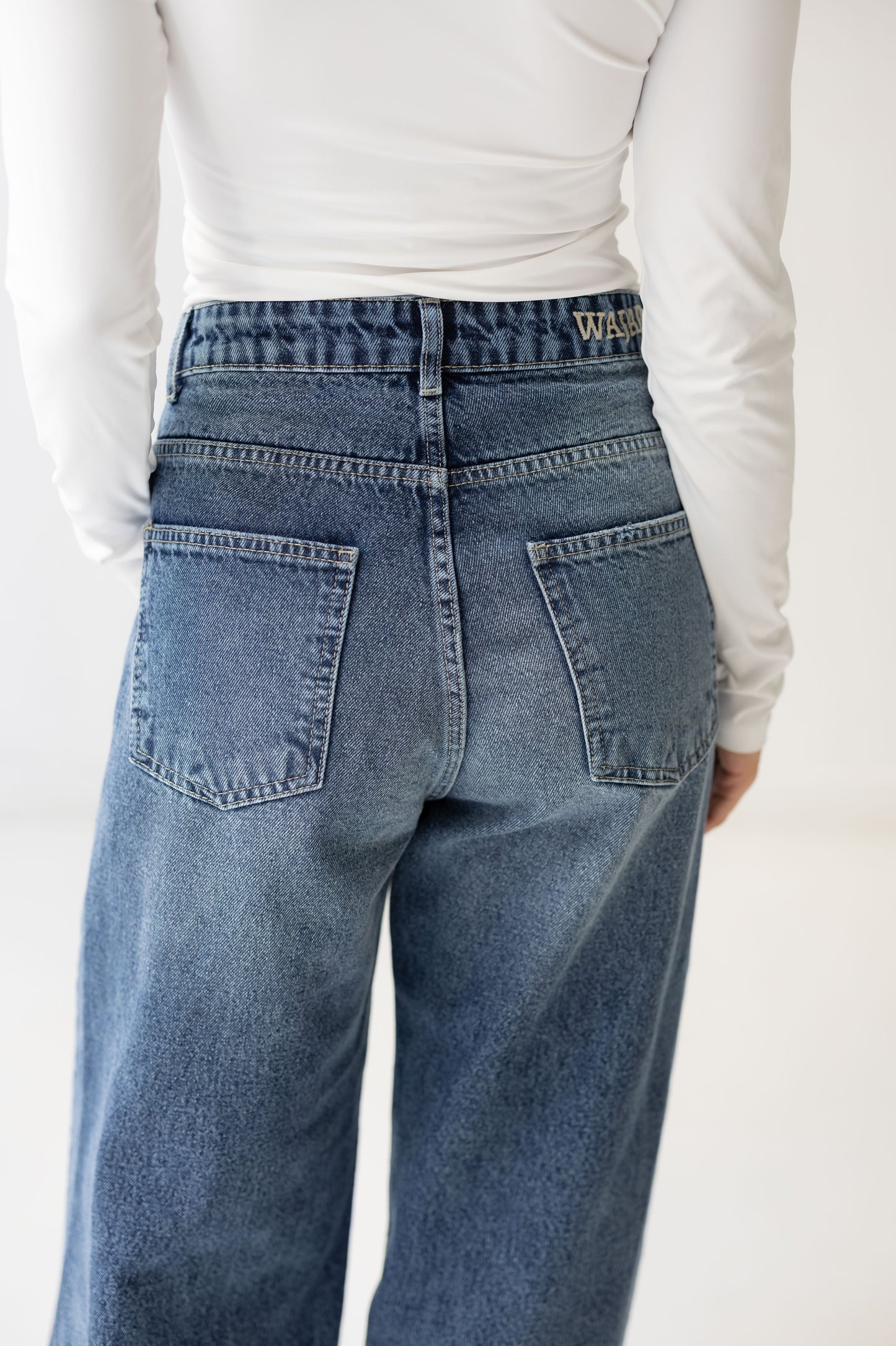 Wide Flow Denim Pants - Vintage Blue