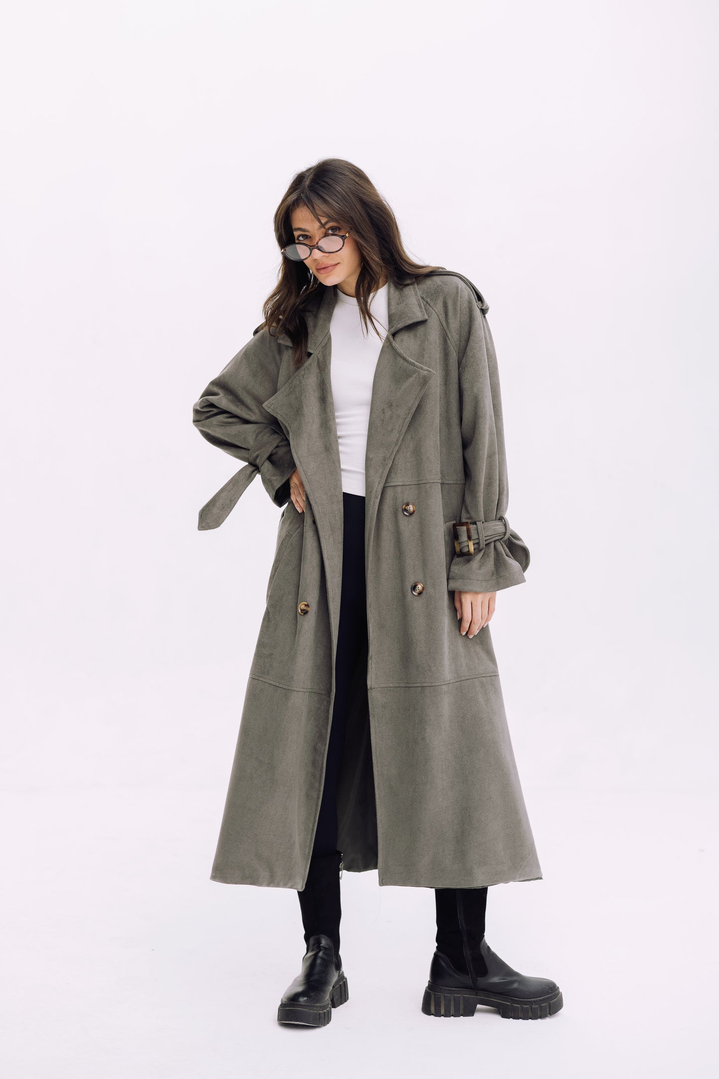 City Girl Trench Coat - Olive