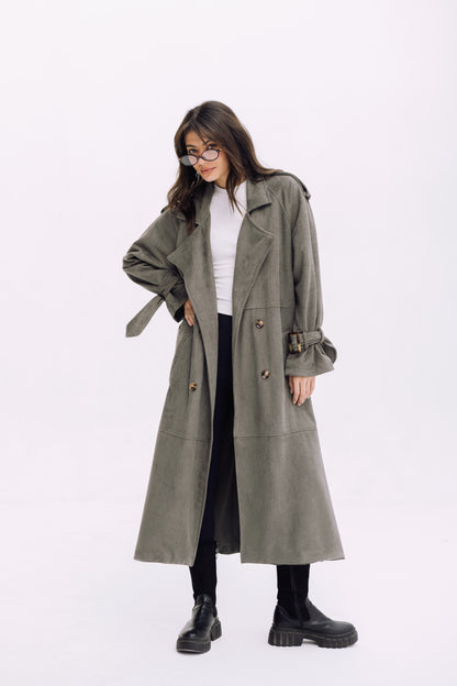 City Girl Trench Coat - Olive