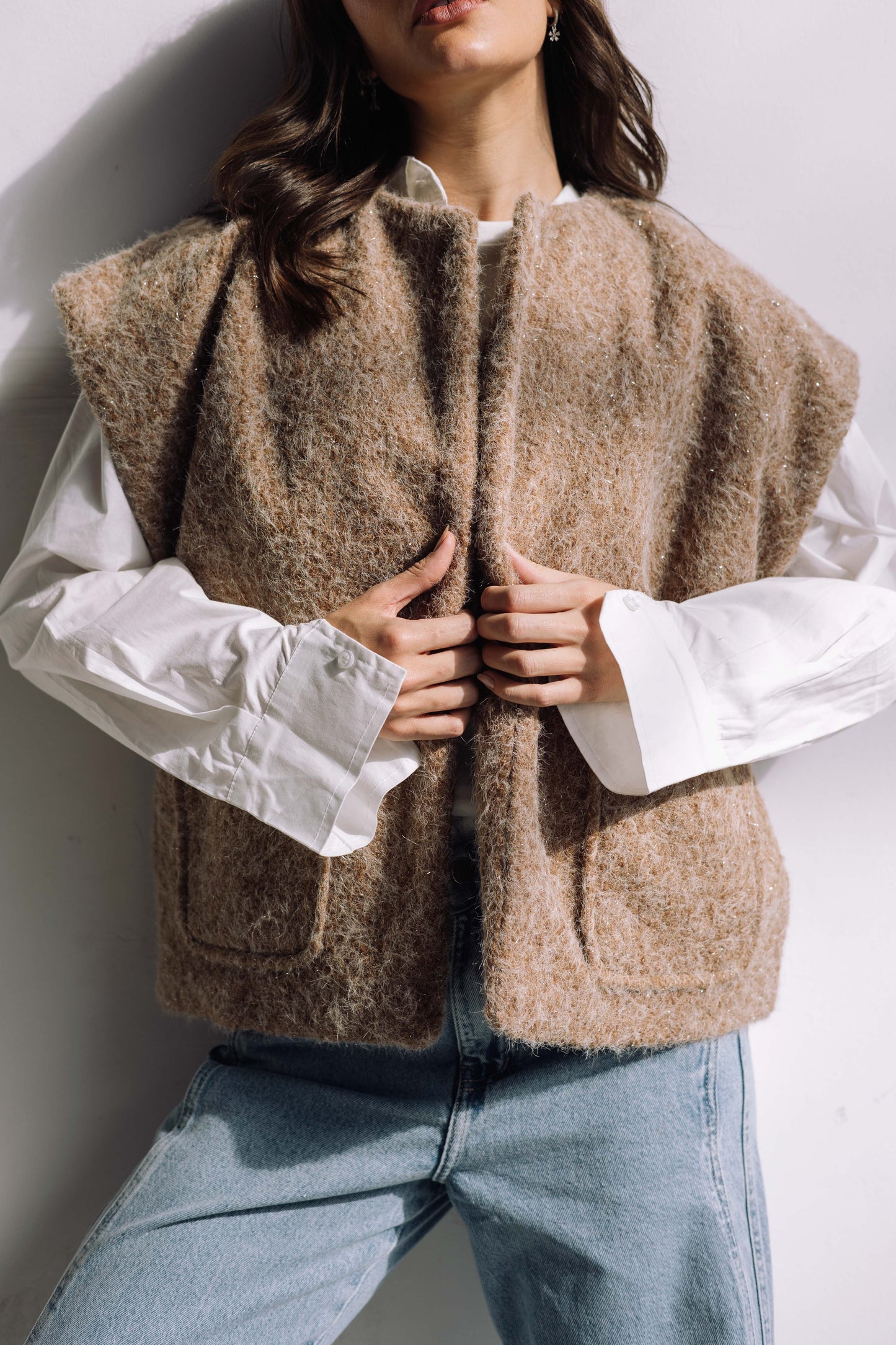 Shimmer Base Edit Vest - Mocha