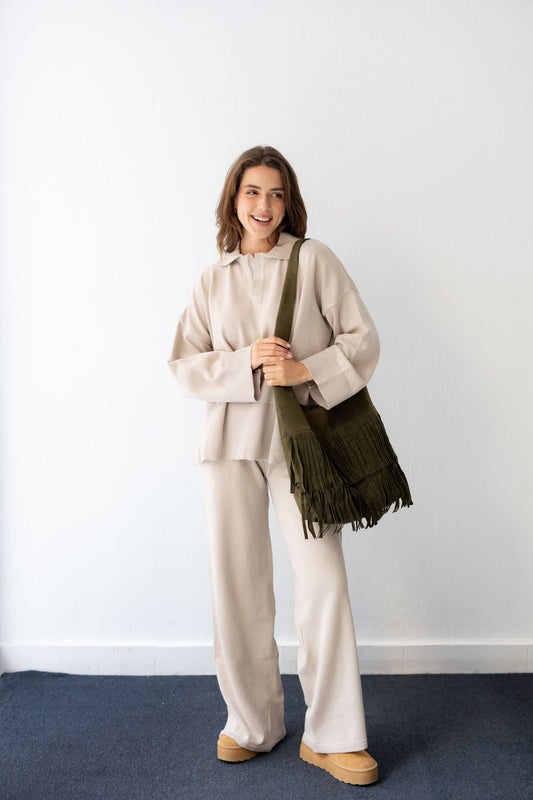 The Boho Fringe Bag - Olive Moss