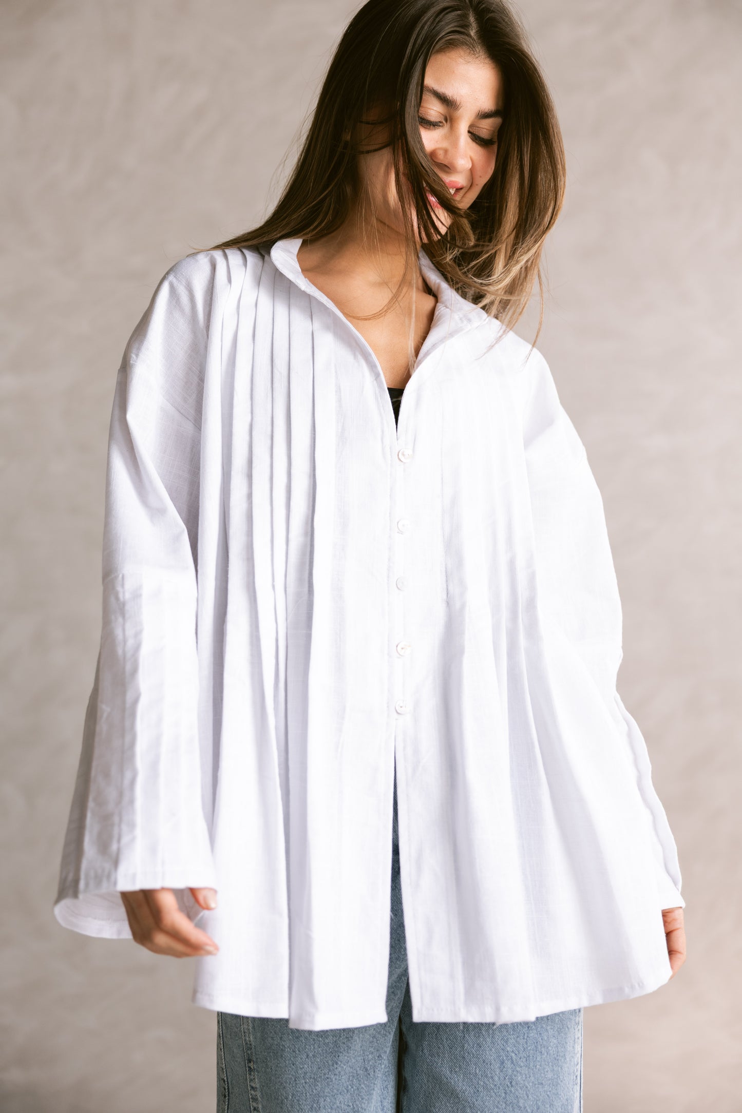 Pleated Top - White