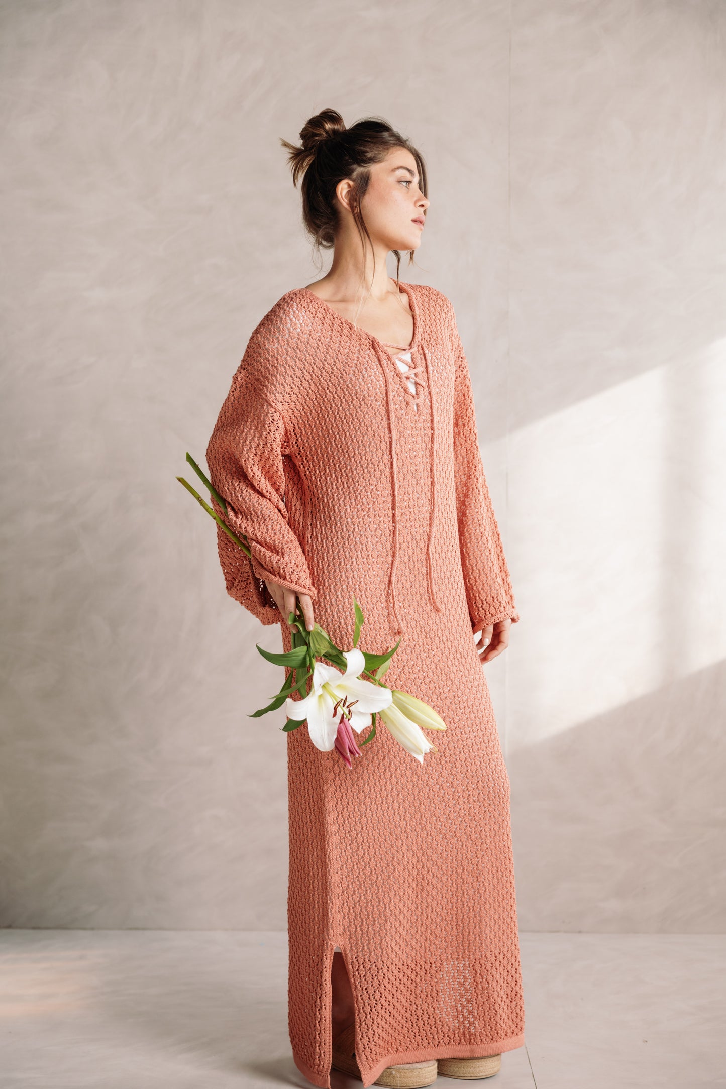 Earthy Knit Dress - Salmon