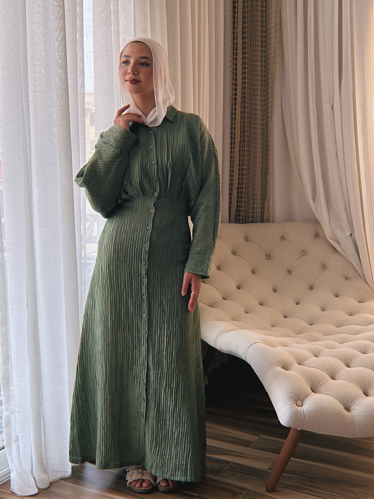 Dreamy Crinkled Dress - Olive