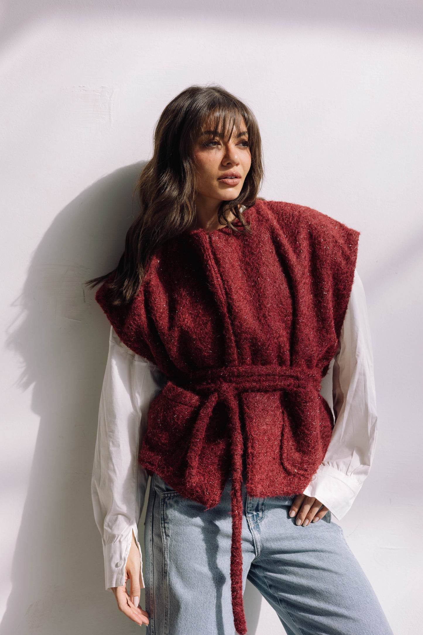 Shimmer Base Edit Vest - Mulberry Red