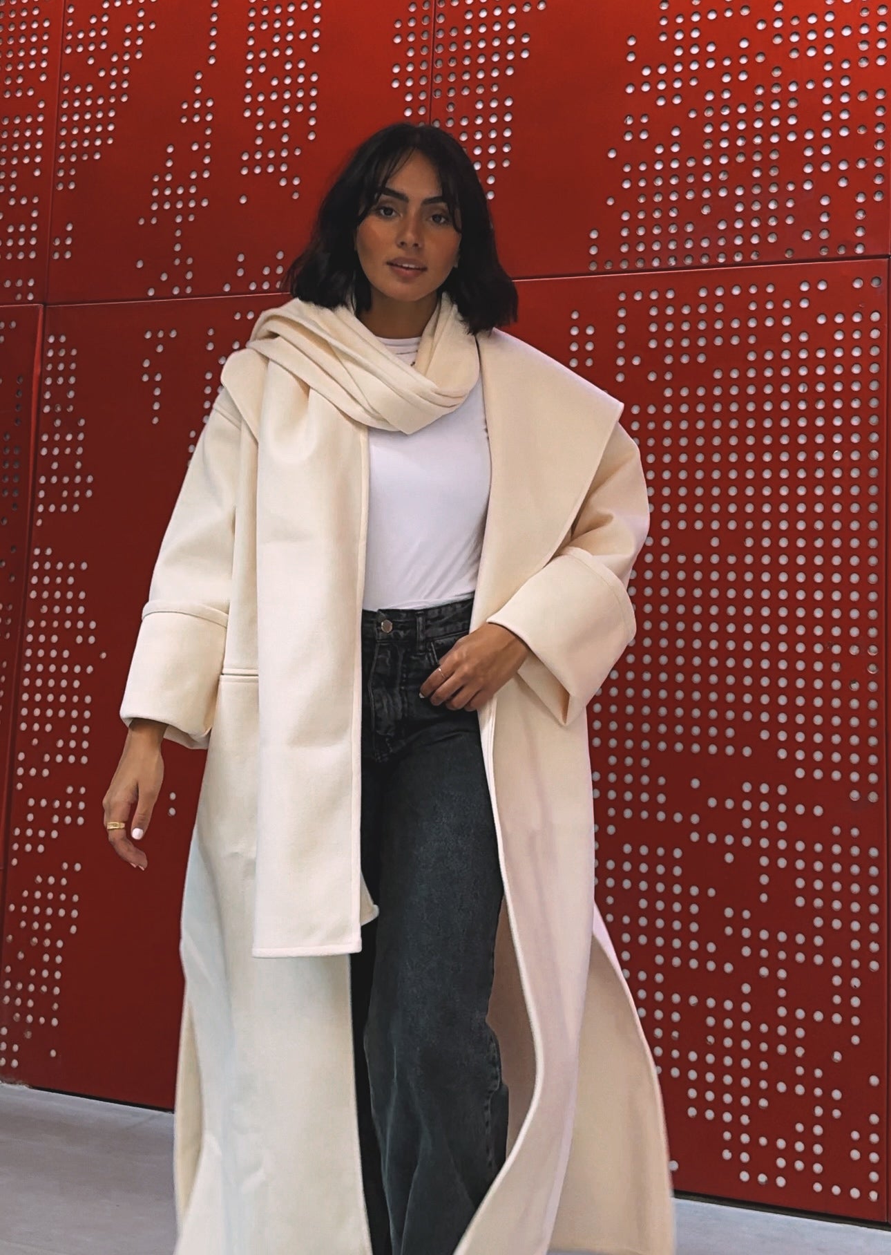 Scarf Coat - Offwhite