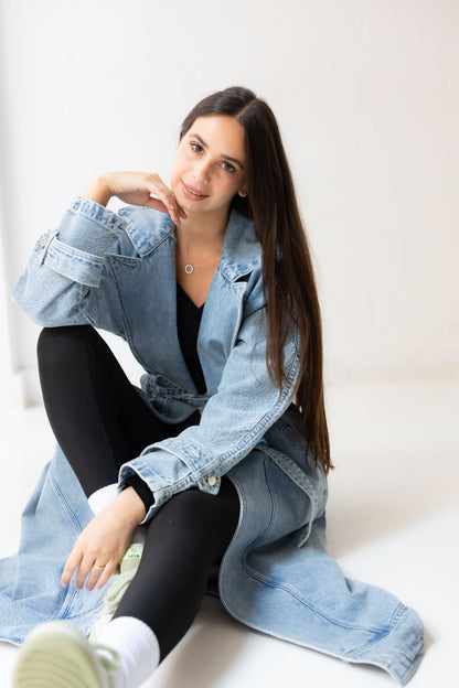 Neat-Fit Denim Coat - Washed Blue