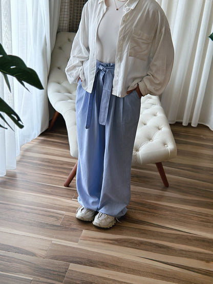 Old Money Linen Pants - Light Blue