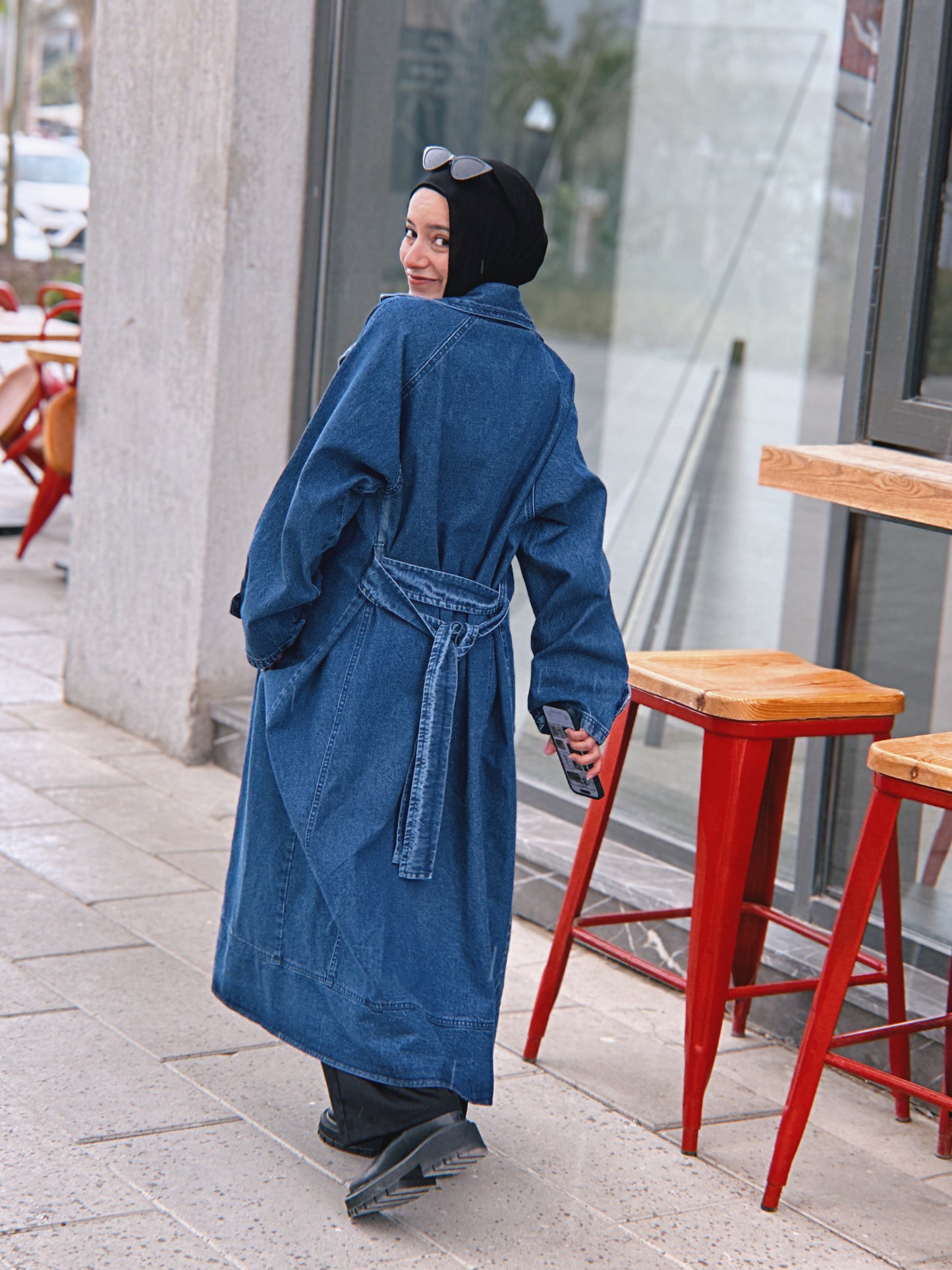 Neat-fit Denim Coat - Dusty Blue