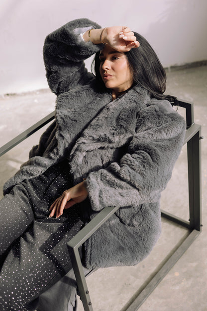 Scandi Fur Jacket - Grey