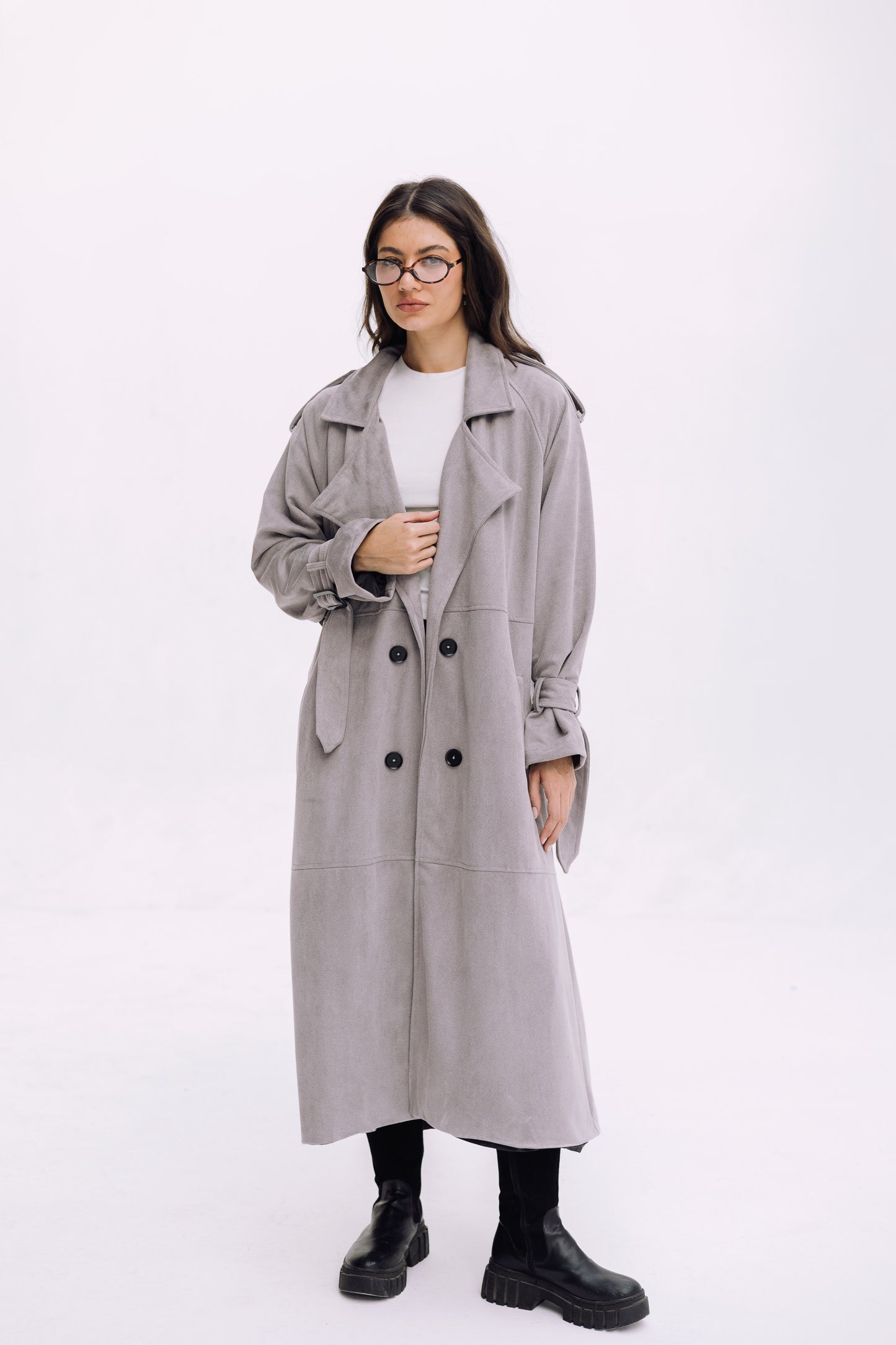 City Girl Trench Coat - Cadet Grey