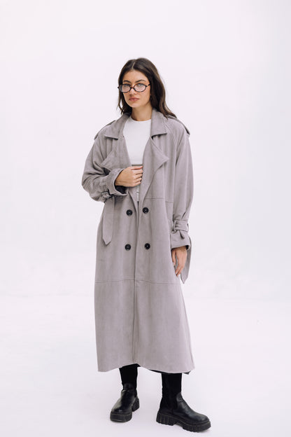 City Girl Trench Coat - Cadet Grey