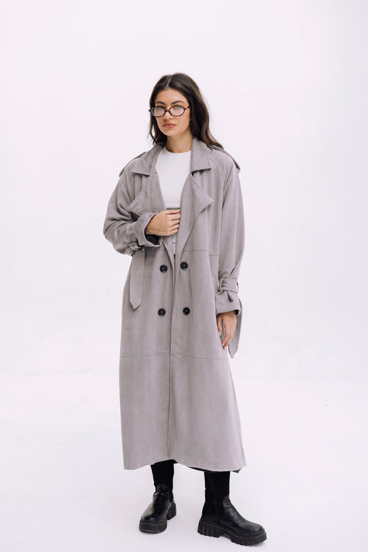 City Girl Trench Coat - Cadet Grey